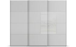 Goossens kledingkast finca combi glans mat glas grijs hoogwaardig meubelplaat - 8244394-{merk}-finca-combi-sts-grijs-schuifdeuren-01